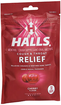 Halls Cough Drops- 30 drops; Flavor: Cherry